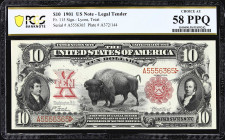 Fr. 115. 1901 $10 Legal Tender Note. PCGS Banknote Choice About Uncirculated 58 PPQ.
A rather rare signature combination that is scarcely ever encoun...