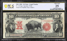 Fr. 122. 1901 $10 Legal Tender Note. PCGS Banknote Very Fine 25.
Issued in the early 1920s, this note features the signature combination of Speelman ...
