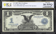 Fr. 227. 1899 $1 Silver Certificate. PCGS Banknote Very Fine 30 PPQ.
A mid-grade and original example of this iconic design that features the short-l...
