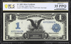 Fr. 230. 1899 $1 Silver Certificate. PCGS Banknote Choice Very Fine 35 PPQ.
An original and moderately circulated example of this iconic design that ...