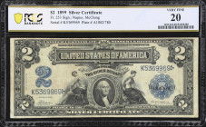 Fr. 253. 1899 $2 Silver Certificate. PCGS Banknote Very Fine 20.
An evenly circulated example of an iconic design that has seen consistent demand fro...