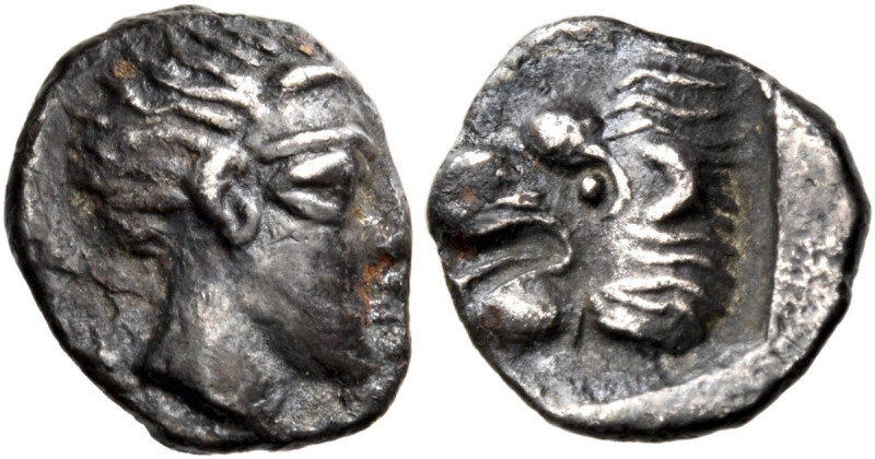 GAUL. Massalia. Circa 450-400 BC. Obol (Silver, 10.5 mm, 0.81 g, 9 h). [ΛΑΚΥΔΩΝ]...