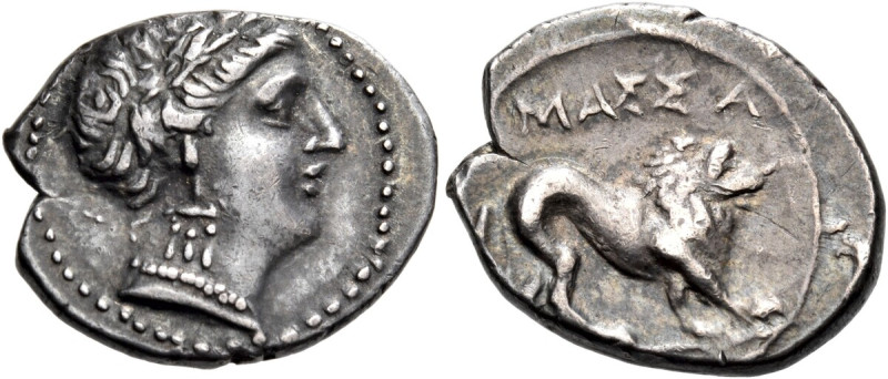 GAUL. Massalia. Circa 225-200 BC. Drachm (Silver, 17 mm, 2.70 g, 5 h), Light Sta...