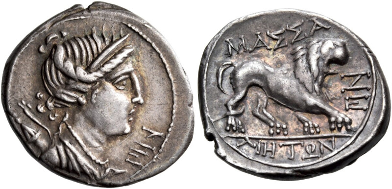 GAUL. Massalia. Circa 150-125 BC. Drachm (Silver, 17 mm, 2.61 g, 5 h), Light Sta...