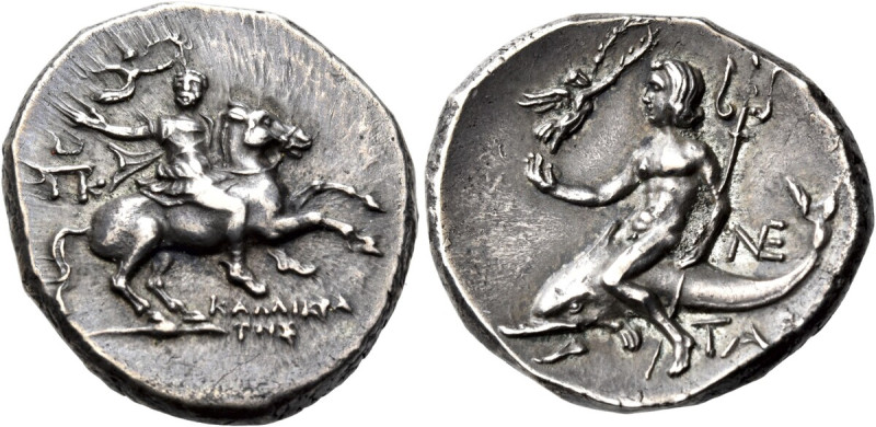 CALABRIA. Tarentum. Circa 240-228 BC. Nomos (Silver, 22 mm, 6.59 g, 3 h), struck...