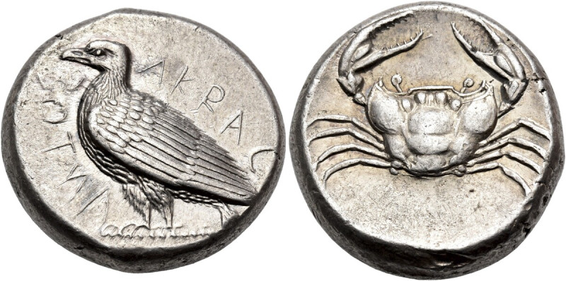 SICILY. Akragas. Circa 465/460-445/440 BC. Tetradrachm (Silver, 24.5 mm, 17.06 g...
