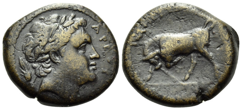 SICILY. Mamertinoi. 275-264 BC. Double Unit (Bronze, 18 mm, 4.39 g, 12 h). ΑΡΕΟΣ...