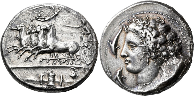 SICILY. Syracuse. Dionysios I, 405-367 BC. Dekadrachm (Silver, 37 mm, 42.43 g, 7...