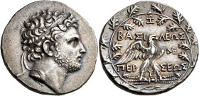 KINGS OF MACEDON. Perseus, 179-168 BC. Tetradrachm (Silver, 31 mm, 16.69 g, 12 h), struck under the chief magistrate, Zoilos, on the heavy standard, A...