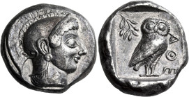 ATTICA. Athens. Circa 515-510 BC. Tetradrachm (Silver, 24 mm, 16.97 g, 3 h). Head of Athena to right, wearing an Attic helmet with a simple visor and ...