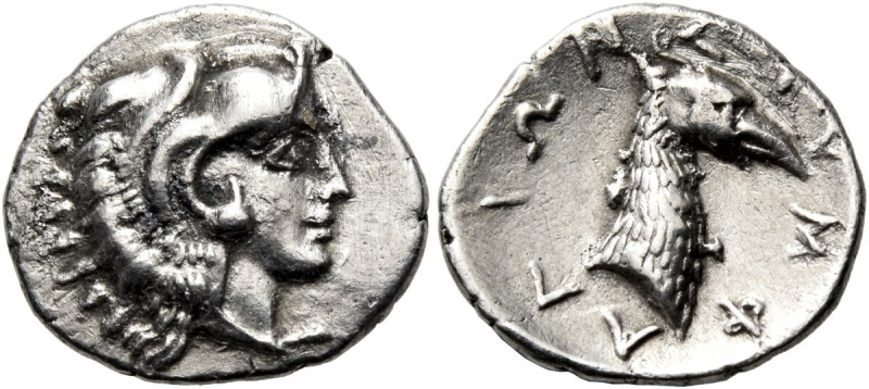 ARKADIA. Stymphalos. Circa 350 BC. Obol (Silver, 12 mm, 0.85 g, 1 h). Head of He...