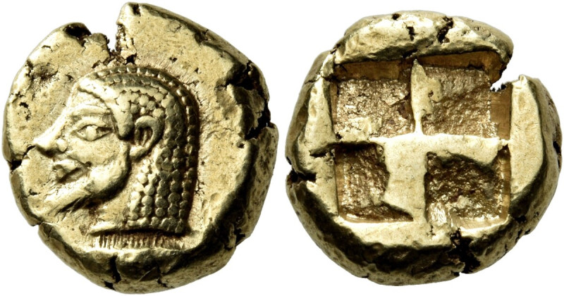 MYSIA. Kyzikos. Circa 550-450 BC. Hekte (Electrum, 11.5 mm, 2.67 g). Bearded mal...