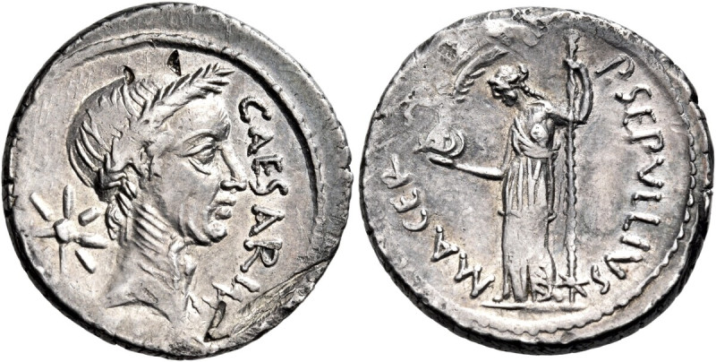Julius Caesar, second half of February, 44 BC. Denarius (Silver, 19.5 mm, 3.64 g...