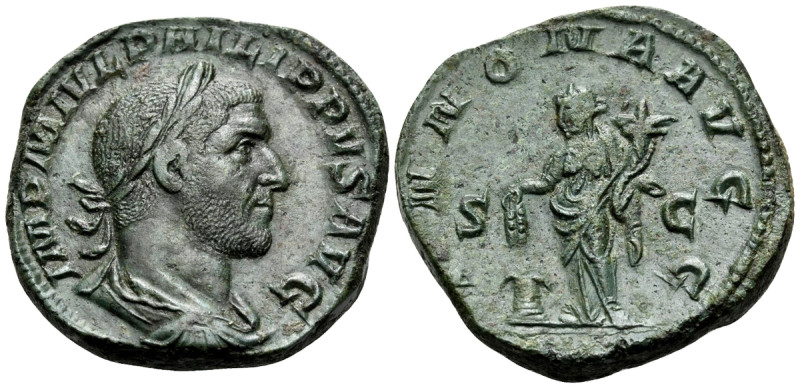 Philip I, 244-249. Sestertius (Orichalcum, 29 mm, 18.90 g, 1 h), Rome, 246. IMP ...