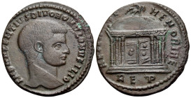 Divus Romulus, died 309. Follis (Bronze, 26 mm, 6.04 g, 6 h), struck under Maxentius, Rome, P = first officina, circa 310-311. DIVO ROMVLO NVBIS CONS ...