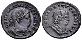 Constantine I, 307/310-337. Follis (Bronze, 22 mm, 4.78 g, 6 h), Treveri, 310-313. CONSTANTINVS P F AVG Laureate and cuirassed bust of Constantine I t...