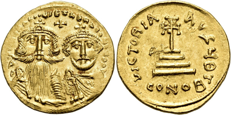 Heraclius, with Heraclius Constantine, 610-641. Solidus (Gold, 20.5 mm, 4.47 g, ...