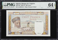 ALGERIA. Banque de l'Algerie. 100 Francs, 20.6.1945. P-85. PMG Choice Uncirculated 64 EPQ.

Estimate: $100.00 - $150.00