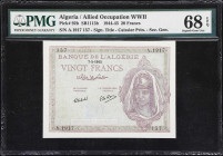 ALGERIA. Banque de l'Algerie. 20 Francs, 7.5.1945. P-92b. SB1113b. PMG Superb Gem Uncirculated 68 EPQ.

Estimate: $200.00 - $300.00