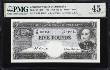 AUSTRALIA. Commonwealth Bank of Australia. 5 Pounds, ND (1954-59). P-31. R49. PMG Choice Extremely Fine 45.

Estimate: $75.00 - $150.00