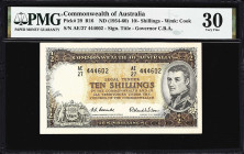 AUSTRALIA. Lot of (2). Commonwealth Bank of Australia & Reserve Bank of Australia. 10 Shillings & 5 Pounds, ND (1954-65). P-29 & 35a. PMG Very Fine 30...