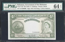 BAHAMAS. Bahamas Government. 4 Shillings, ND (1953). P-13d. PMG Choice Uncirculated 64 EPQ.

Estimate: $100.00 - $200.00