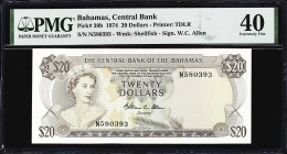 BAHAMAS. Central Bank of the Bahamas. 20 Dollars, 1974. P-39b. PMG Extremely Fine 40.

Estimate: $200.00 - $400.00
