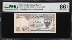 BAHRAIN. Lot of (3). Bahrain Currency Board. 1/4 & 1 Dinar, 100 Fils, 1964. P-1a, 2a & 4a. PMG Choice Uncirculated 64 EPQ & Gem Uncirculated 66 EPQ.
...