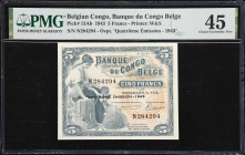 BELGIAN CONGO. Banque du Congo Belge. 5 Francs, 1943. P-13Ab. PMG Choice Extremely Fine 45.

Estimate: $75.00 - $150.00