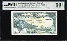 BELGIAN CONGO. Banque Centrale du Congo Belge et du Ruanda-Urundi. 20 Francs, 1.3.1957. P-31. PMG Very Fine 30 EPQ.
Dated March 1st, 1957.

Estimat...