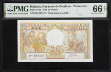 BELGIUM. Lot of (2). Royaume de Belgique & Banque Nationale de Belgique. 50 & 100 Francs, 1948-74. P-133a & 134b. PMG Gem Uncirculated 66 EPQ.

Esti...