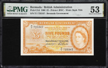 BERMUDA. Bermuda Government. 5 Pounds, 1.10.1966. P-21d. PMG About Uncirculated 53.

Estimate: $400.00 - $600.00