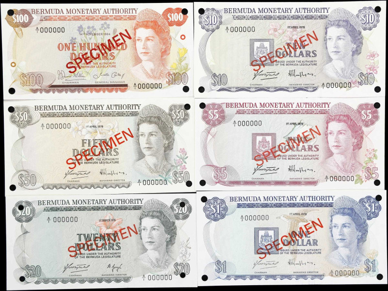 BERMUDA. Lot of (6). Bermuda Monetary Authority. 1, 5, 10, 20, 50 & 100 Dollars,...