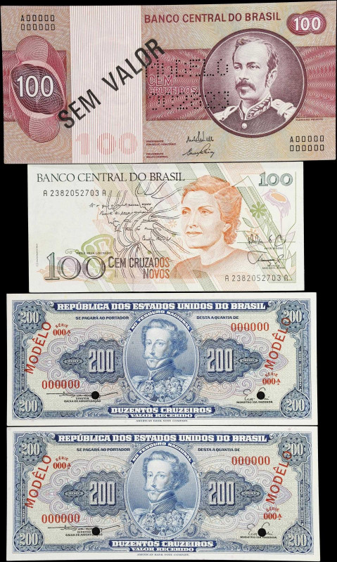 BRAZIL. Lot of (4). Banco Central do Brasil & Tesouro Nacional. 100 Cruzados Nov...