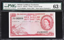 BRITISH CARIBBEAN TERRITORIES. Currency Board of the British Caribbean Territories. 1 Dollar, 2.1.1964. P-7c. PMG Choice Uncirculated 63 EPQ.

Estim...