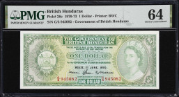 BRITISH HONDURAS. Government of British Honduras. 1 Dollar, 1.6.1970. P-28c. PMG Choice Uncirculated 64.

Estimate: $75.00 - $150.00