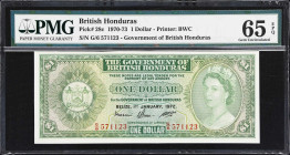 BRITISH HONDURAS. Government of British Honduras. 1 Dollar, 1.1.1972. P-28c. PMG Gem Uncirculated 65 EPQ.

Estimate: $100.00 - $200.00