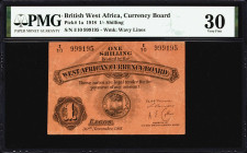 BRITISH WEST AFRICA. West African Currency Board. 1 Shilling, 30.11.1918. P-1a. PMG Very Fine 30.

Estimate: $75.00 - $150.00