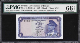 BRUNEI. Lot of (2). Government of Brunei. 1 & 5 Ringgit, 1967. P-1a & 2a. KNB1a & KNB2a. PMG Gem Uncirculated 66 EPQ.

Estimate: $100.00 - $200.00