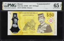 BRUNEI. Lot of (2). Negara Brunei Darussalam. 50 Ringgit, 5.10.2017. P-39a. Consecutive Commemoratives. PMG Gem Uncirculated 65 EPQ.

Estimate: $75....