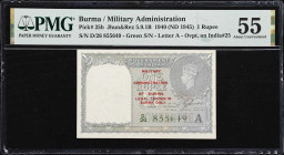 BURMA. Lot of (2). Military Administration of Burma & Union of Burma Bank. 1 Rupee & 100 Kyats, 1940 (ND 1945) & ND (1976). P-25b & 61. PMG About Unci...