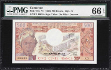 CAMEROON. Banque des Etats de l'Afrique Centrale. 500 Francs, ND (1974). P-15b. PMG Gem Uncirculated 66 EPQ.

Estimate: $75.00 - $150.00