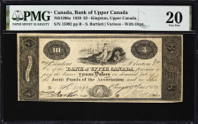 CANADA. Bank of Upper Canada. 3 Dollars, 1.1.1820. CH #765-12-06a. PMG Very Fine 20.
PMG Comments "Previously Mounted."

Estimate: $100.00 - $200.0...