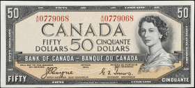 CANADA. Bank of Canada. 50 Dollars, 1954. BC-34a. Devil's Face. Very Fine.
Very Fine (Trimmed).

Estimate: $100.00 - $200.00