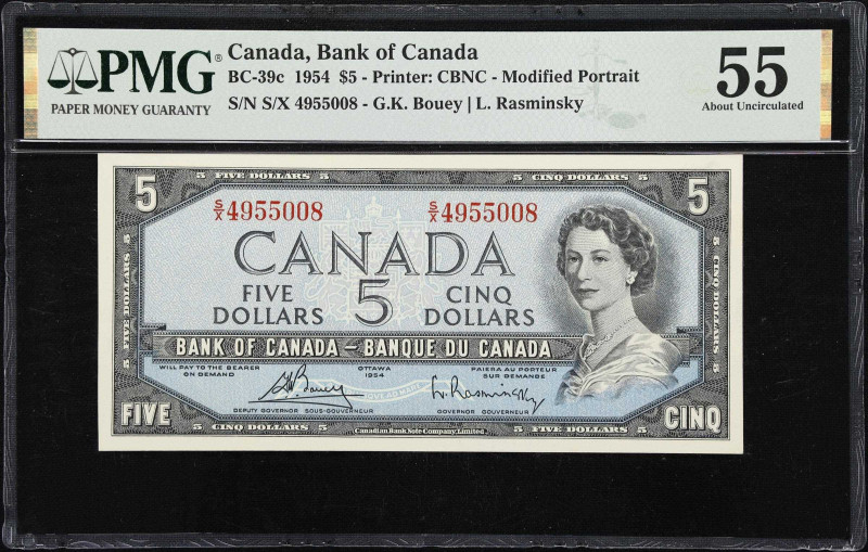 CANADA. Lot of (2). Bank of Canada. 5 Dollars, 1954. BC-39c. PMG About Uncircula...