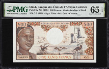 CHAD. Banque des Etats de l'Afrique Centrale. 500 Francs, ND (1974). P-2a. PMG Gem Uncirculated 65 EPQ.

Estimate: $100.00 - $200.00