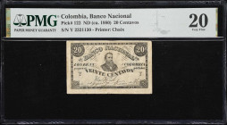 COLOMBIA. Banco Nacional de los Estados Unidos de Colombia. 20 Centavos, ND (ca. 1880). P-122. PMG Very Fine 20.
PMG Comments "Tape Repair."

Estim...