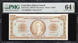 COSTA RICA. Banco Central de Costa Rica. 20 Colones, 30.6.1970. P-231a. PMG Choice Uncirculated 64 EPQ.

Estimate: $200.00 - $400.00