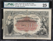 CUBA. Tesoro de la Isla de Cuba. 200 Pesos, 12.8.1891. P-44r. V06. Remainder. PMG Very Fine 25.
PMG Comments "Minor Rust."

Estimate: $300.00 - $50...