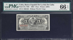 CUBA. Lot of (2). Banco Espanol de la Isla de Cuba. 1 Peso, 15.5.1896. P-47a. W03. PMG Gem Uncirculated 65 EPQ & 66 EPQ.

Estimate: $100.00 - $200.0...
